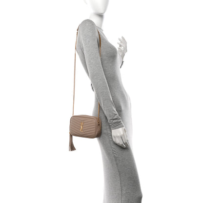 Saint Laurent Grain De Poudre Matelasse Monogram Mini Lou Camera Bag Dark Beige 2 of 11