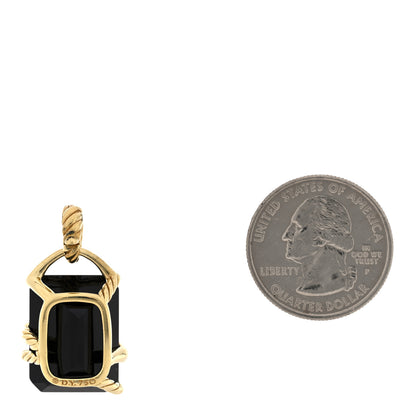 David Yurman 18K Yellow Gold Diamond Black Onyx Cable Wrap Pendant 2 of 3