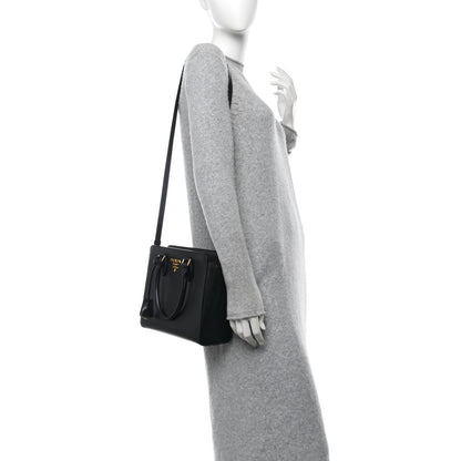 Prada Saffiano Soft Calfskin Small Zippered Tote Black 2 of 9