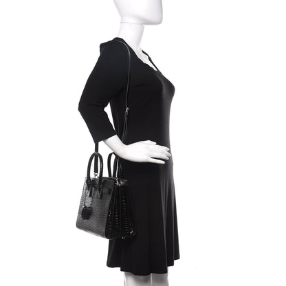 Saint Laurent Calfskin Crocodile Embossed Baby Sac De Jour Black 2 of 10