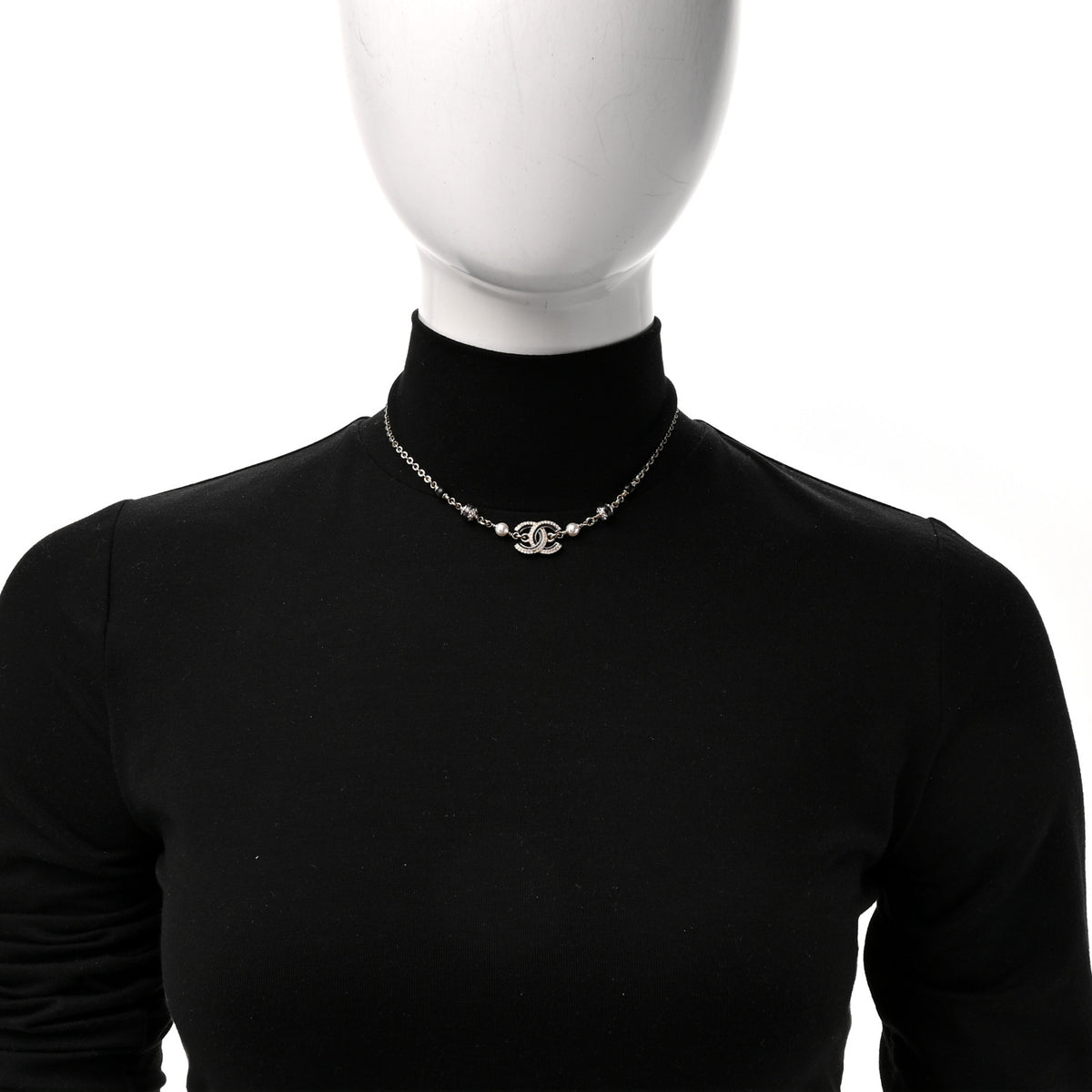 Chanel Glitter Enamel Crystal CC Beaded Choker Gold Black 2 of 4