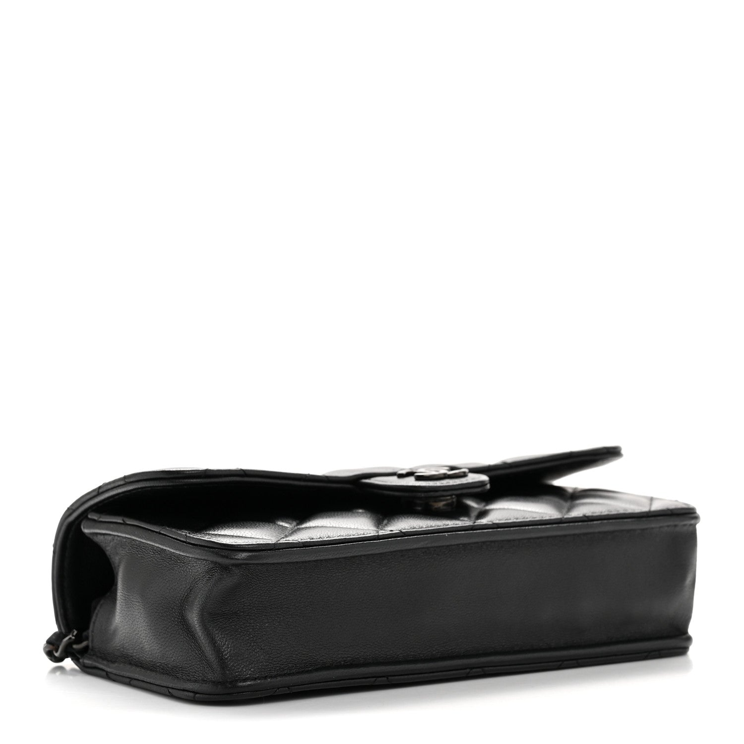 Chanel Lambskin Quilted Flap Phone Holder With Chain So Black 8 of 37