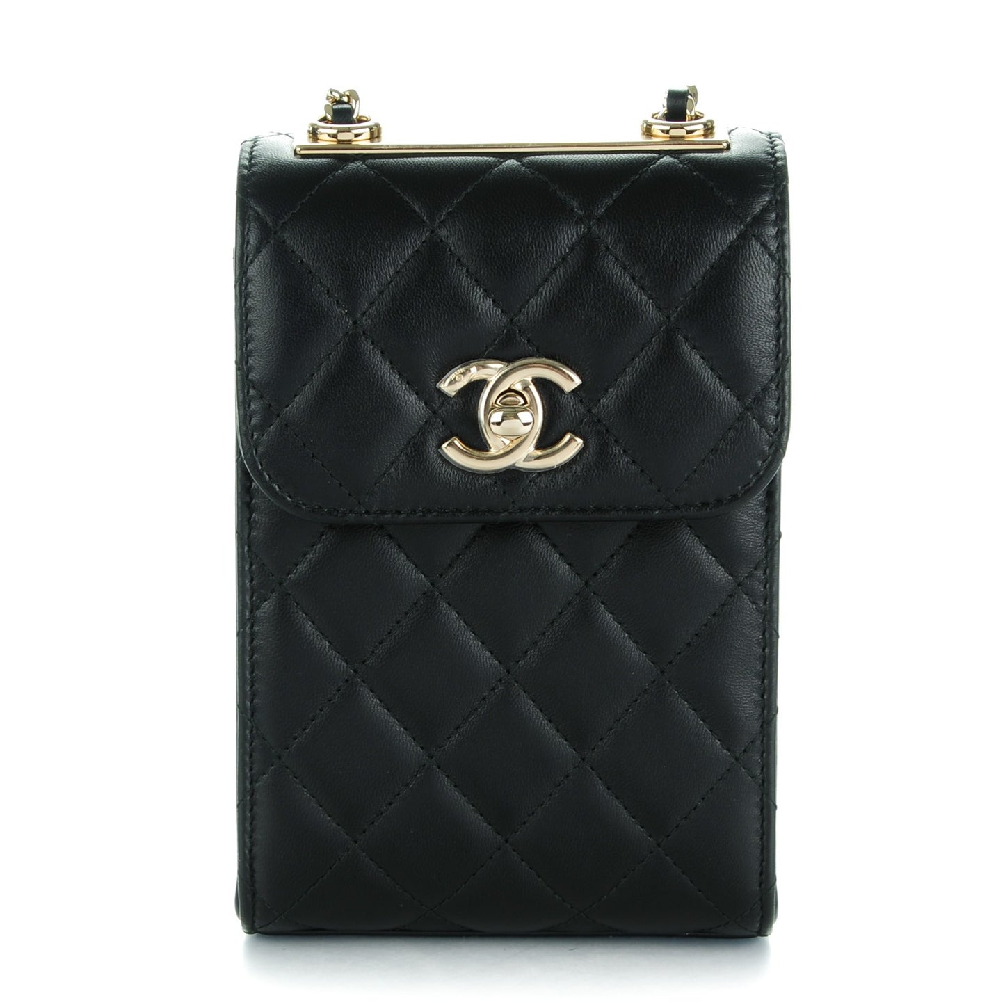 Lambskin Quilted Trendy CC Phone Holder Black