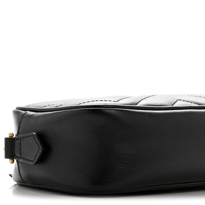 Gucci Calfskin Matelasse Mini GG Marmont Chain Shoulder Bag Black 9 of 12