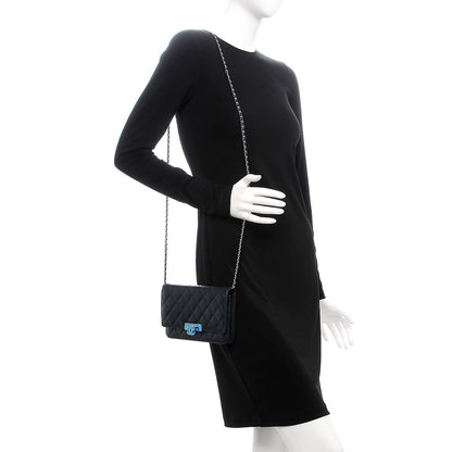 Chanel Lambskin Quilted Golden Class Wallet on Chain WOC Navy 2 of 9