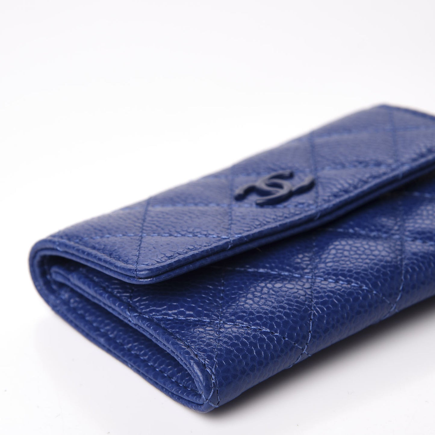 Caviar Quilted Incognito Flap Card Holder Blue
