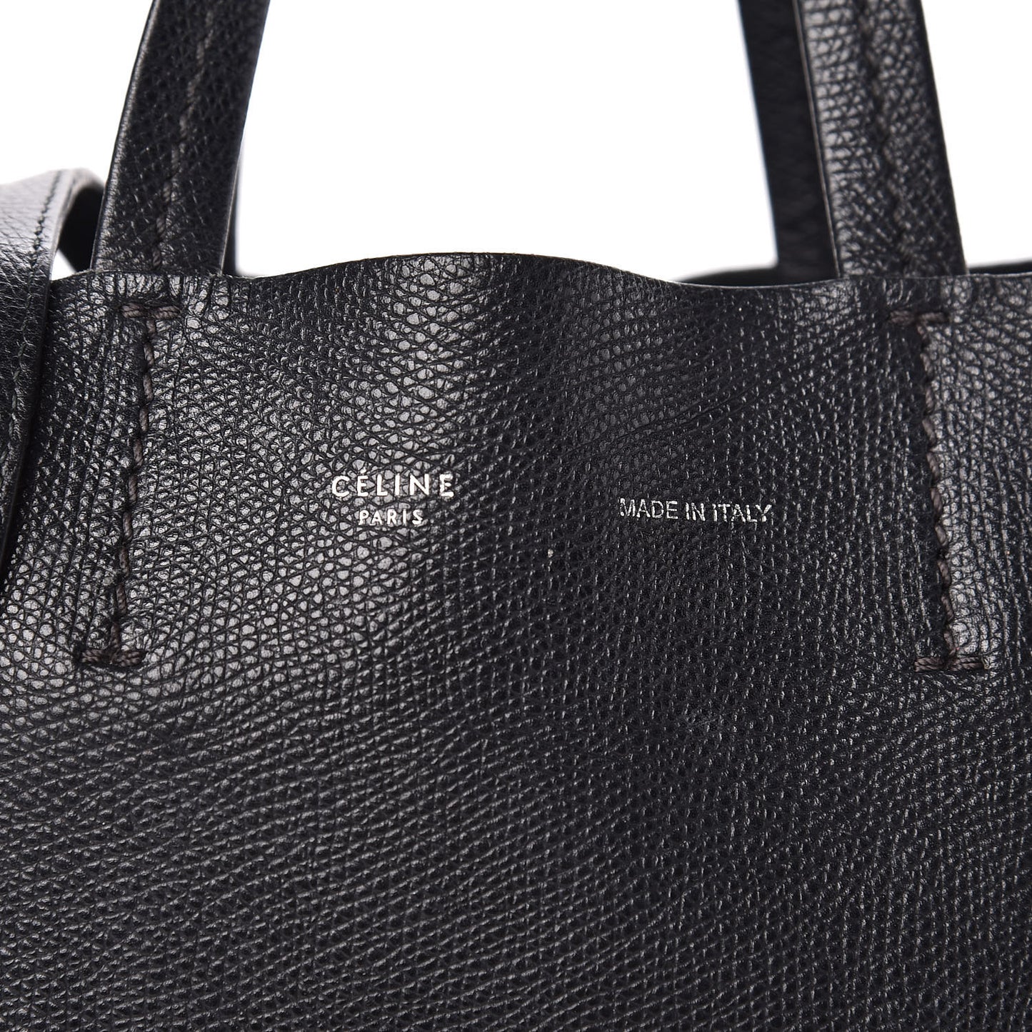 Grained Calfskin Small Vertical Cabas Black