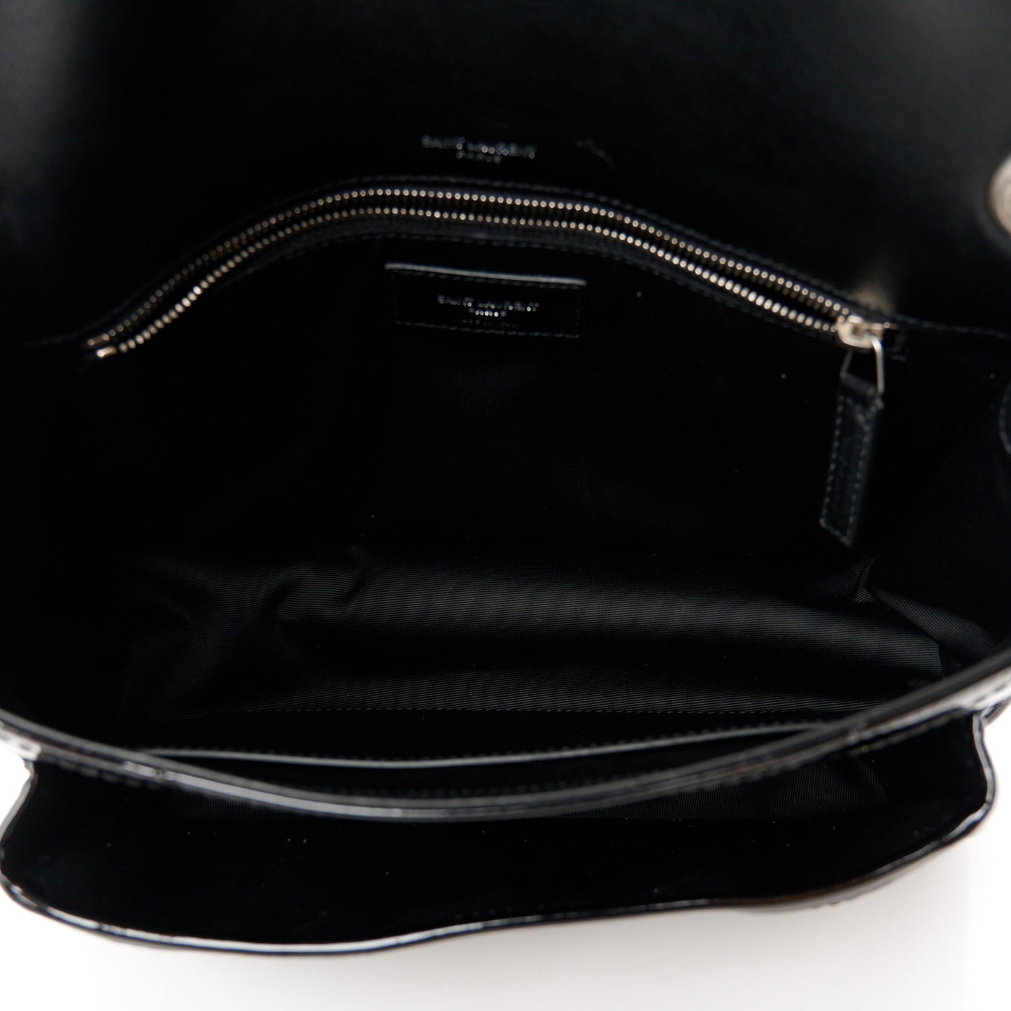 Patent Matelasse Monogram Medium Niki Chain Satchel Black