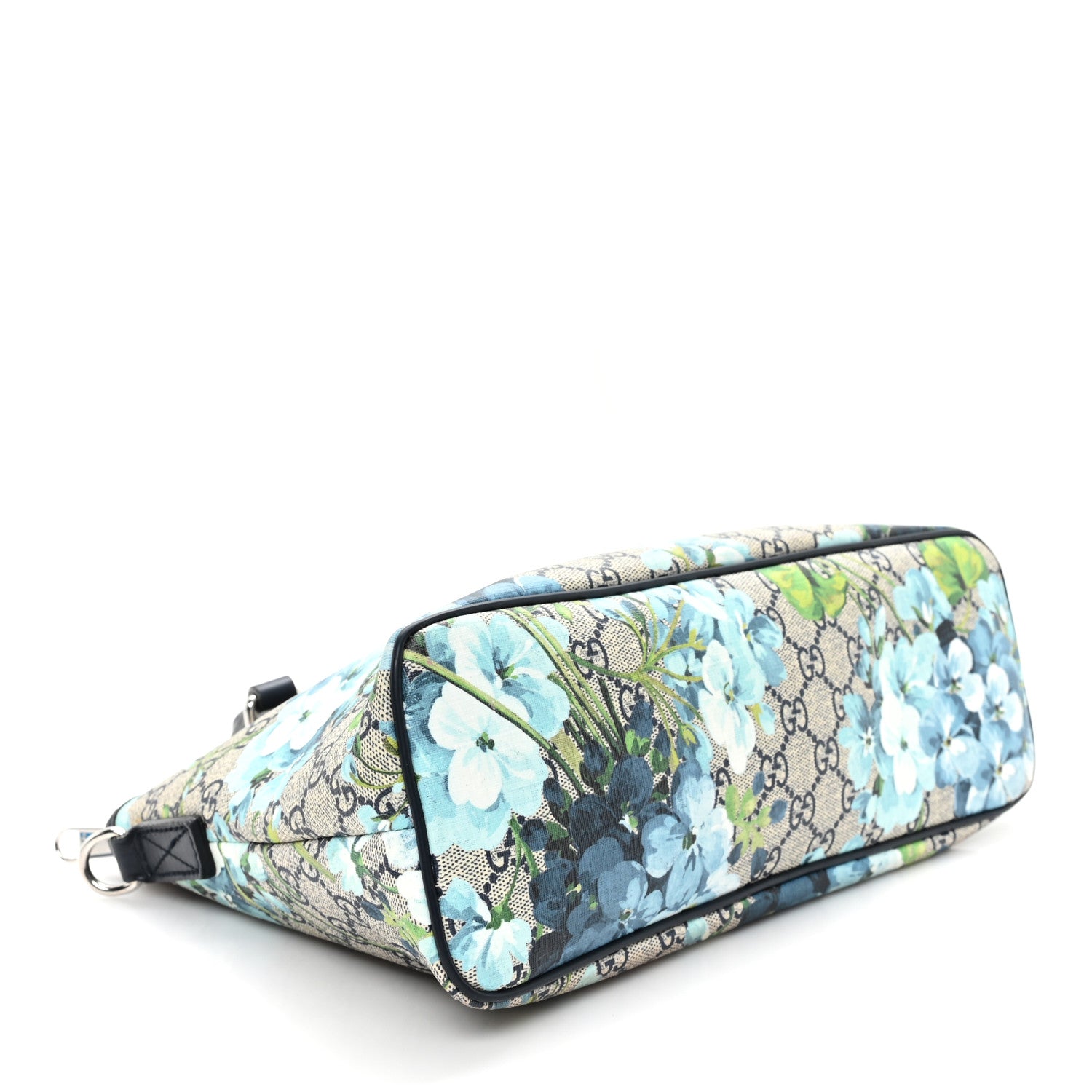 Gucci GG Supreme Monogram Blooms Small Zippered Tote Blue 4 of 11