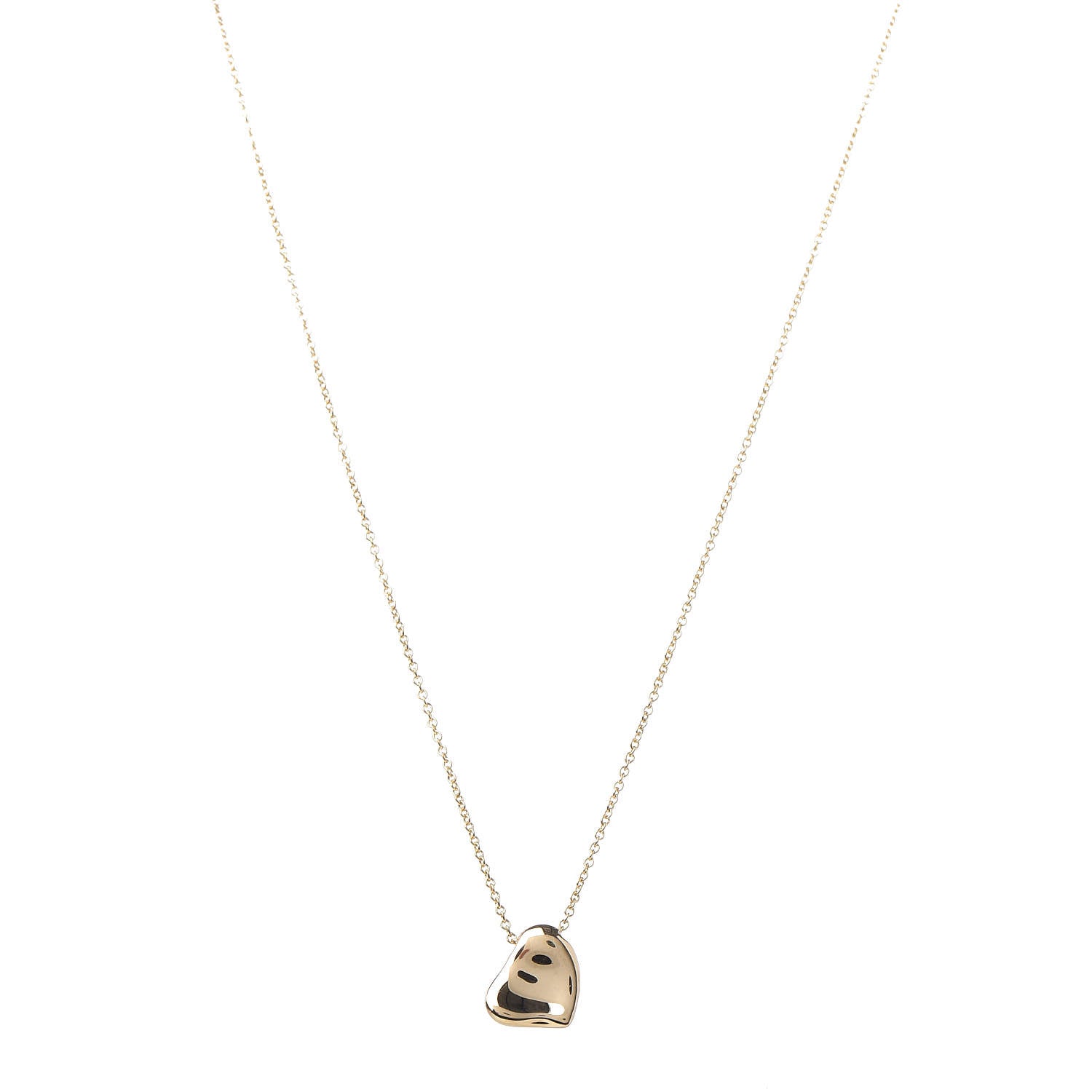 Tiffany 18K Yellow Gold 11mm Elsa Perretti Full Heart Pendant Necklace 1 of 7