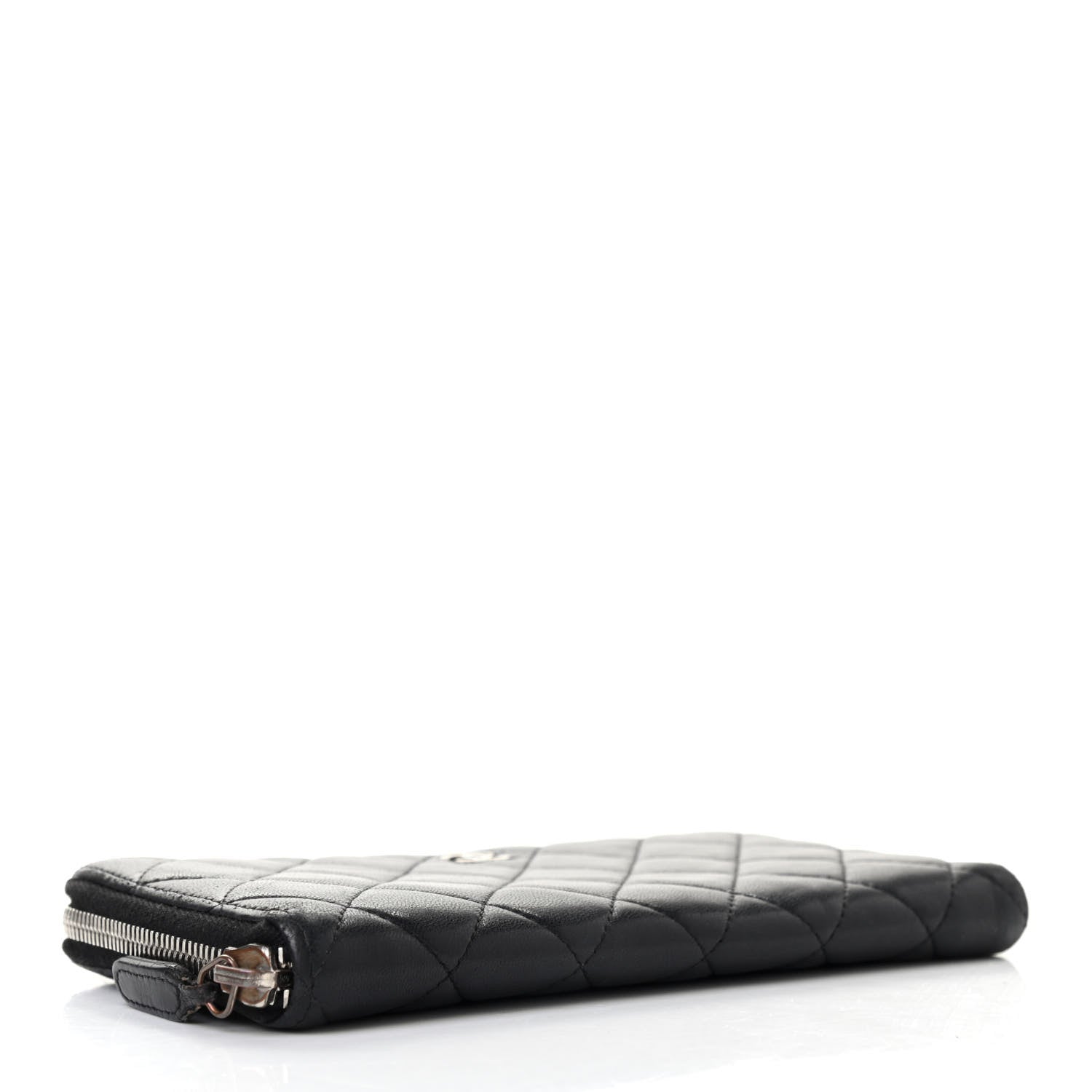 Chanel Lambskin Quilted Large Gusset Zip Around Wallet Black 4 of 11