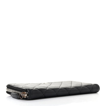 Chanel Lambskin Quilted Large Gusset Zip Around Wallet Black 4 of 11