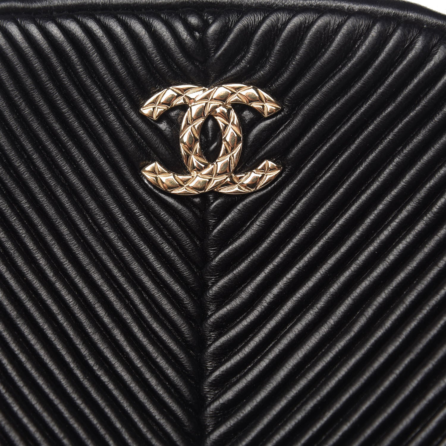Chanel Lambskin Chevron Quilted Small Pleated Crush Camera Case Black 10 of 11