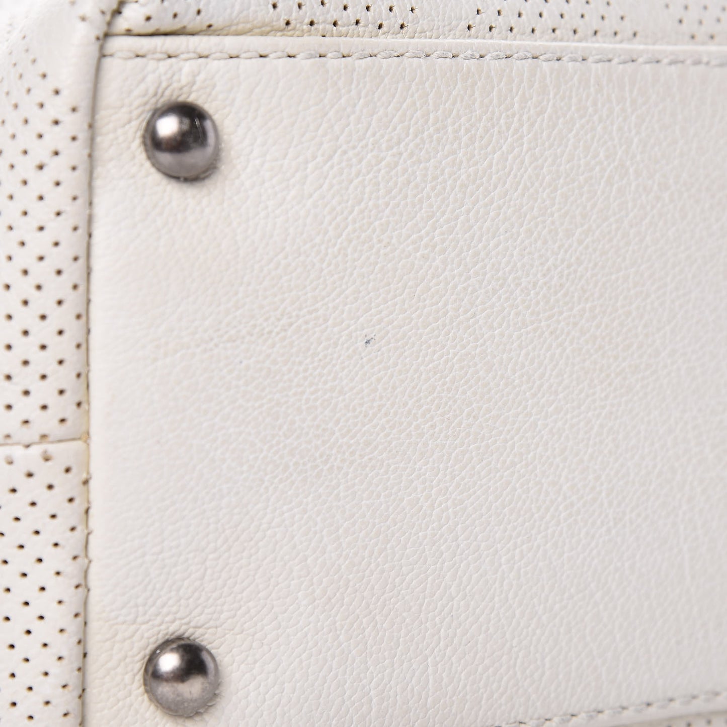Goatskin Perforated Large CC Tote White