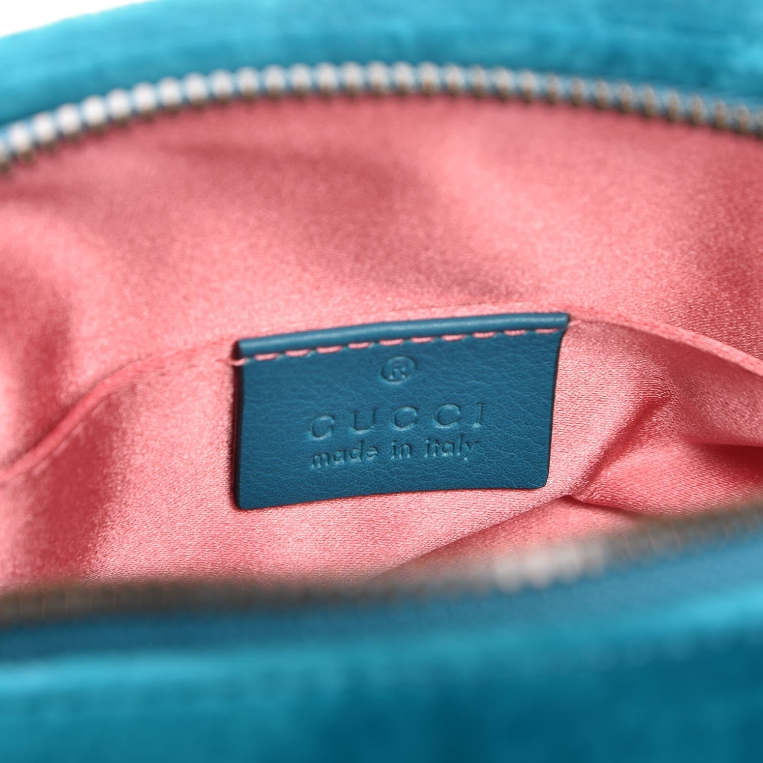 Gucci Velvet Matelasse GG Marmont Belt Bag 85 34 Pavone Cyan 7 of 8