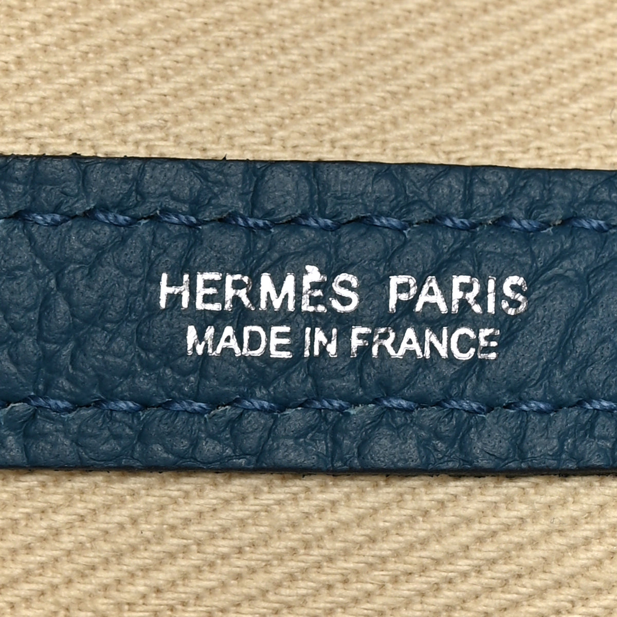 Hermes Toile Chevron Vache Country Garden Party Tote 30 TPM Craie Bleu Outremer 6 of 10