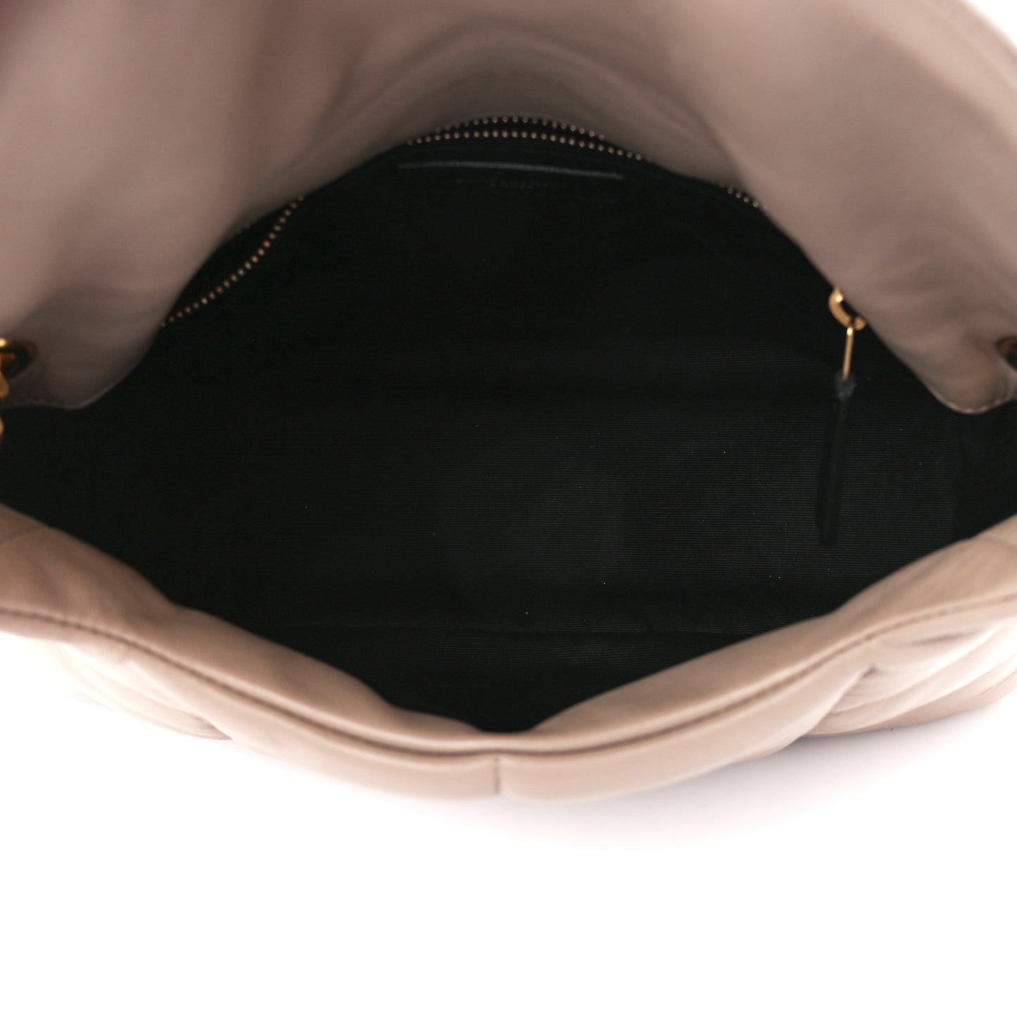 Lambskin Quilted Small Loulou Puffer Monogram Chain Satchel Dark Beige