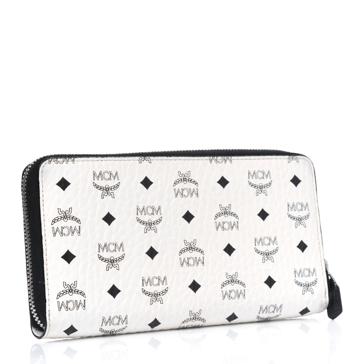 MCM Visetos Large Zip Around Wallet White 2 of 4