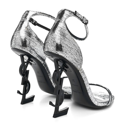 Saint Laurent Metallic Calfskin Opyum 110 Sandals 37 Argento 4 of 7