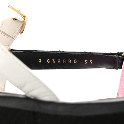 Chanel Lambskin Quilted CC Logo Platform Sandals 39 Black White Pink 6 of 8