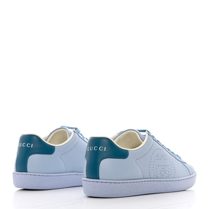 Gucci Calfskin Interlocking G Perforated Womens Ace Sneakers 35 Porcelain Light Blue Zaffiro 4 of 9
