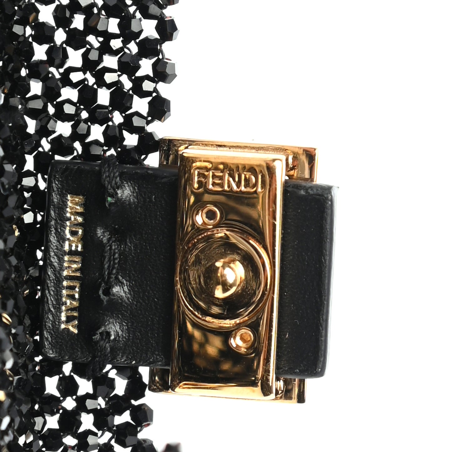 Crystal Vitello King Beaded Mini Pico Baguette Charm Black