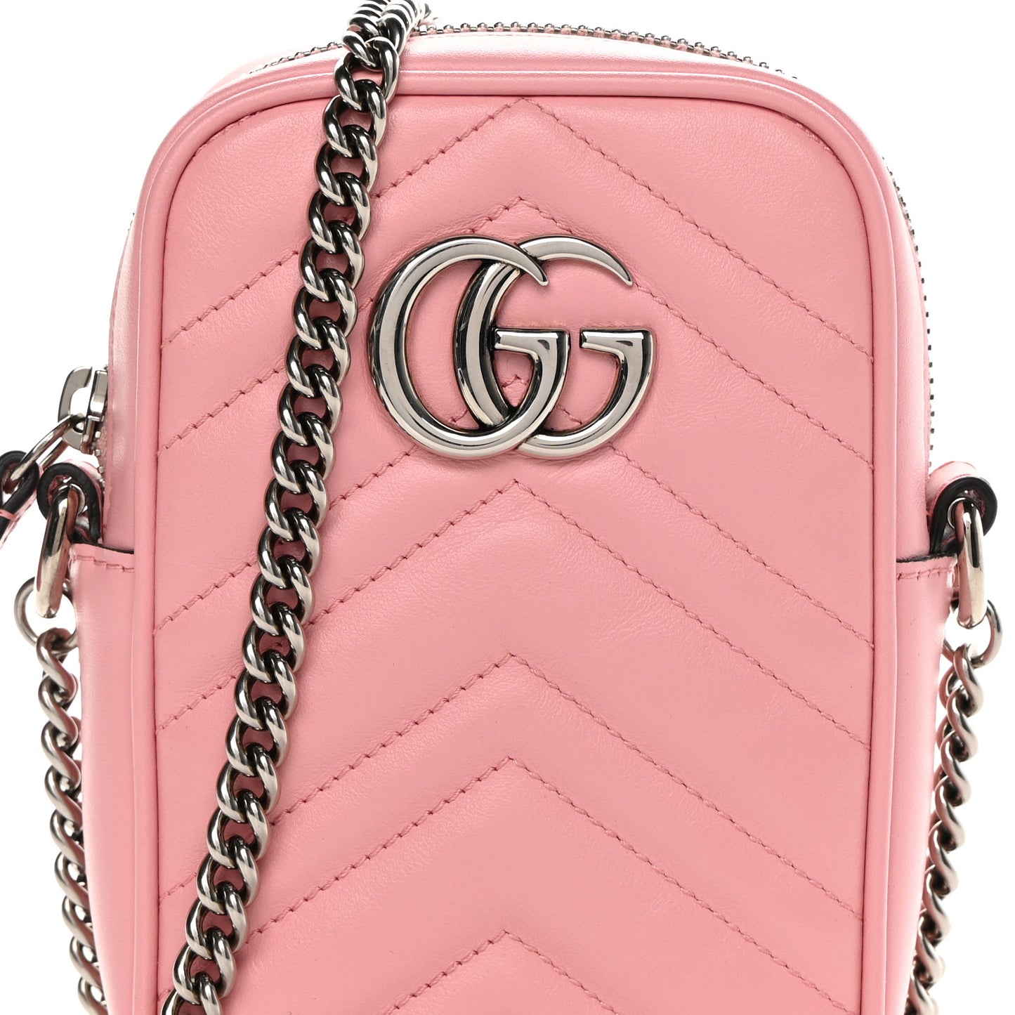 Calfskin Matelasse Mini GG Marmont Crossbody Bag Wild Rose