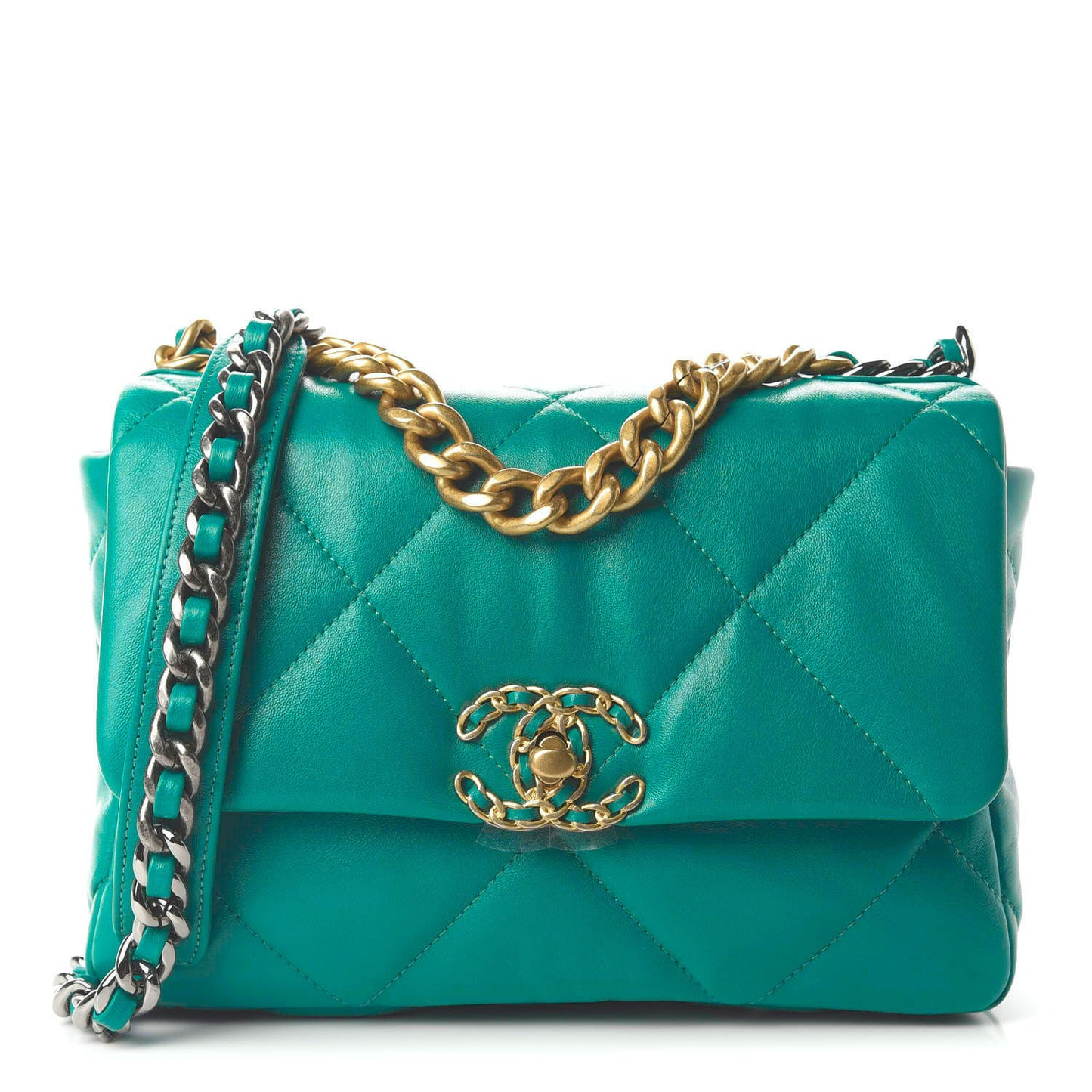 Lambskin Quilted Medium 19 Flap Green