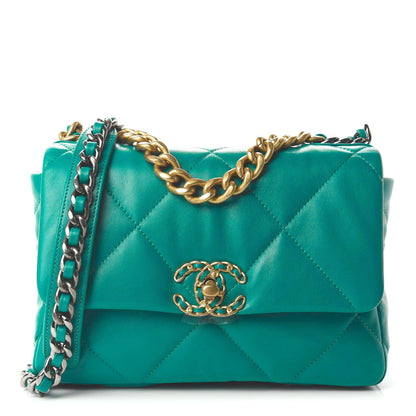 Chanel Lambskin Quilted Medium 19 Flap Green 1 of 11