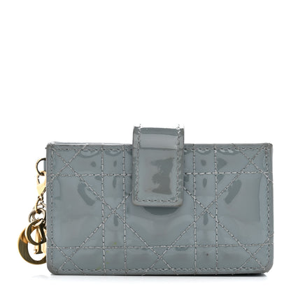 Christian Dior Patent Cannage Lady Dior 5 Gusset Card Holder Cloud Blue 1 of 8