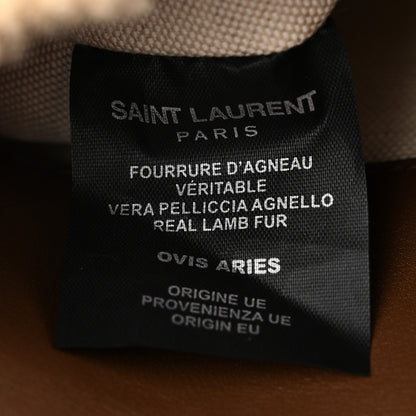 Saint Laurent Shearling Quilted Monogram Loulou Puffer Pouch Clutch Natural Beige Brick 9 of 13