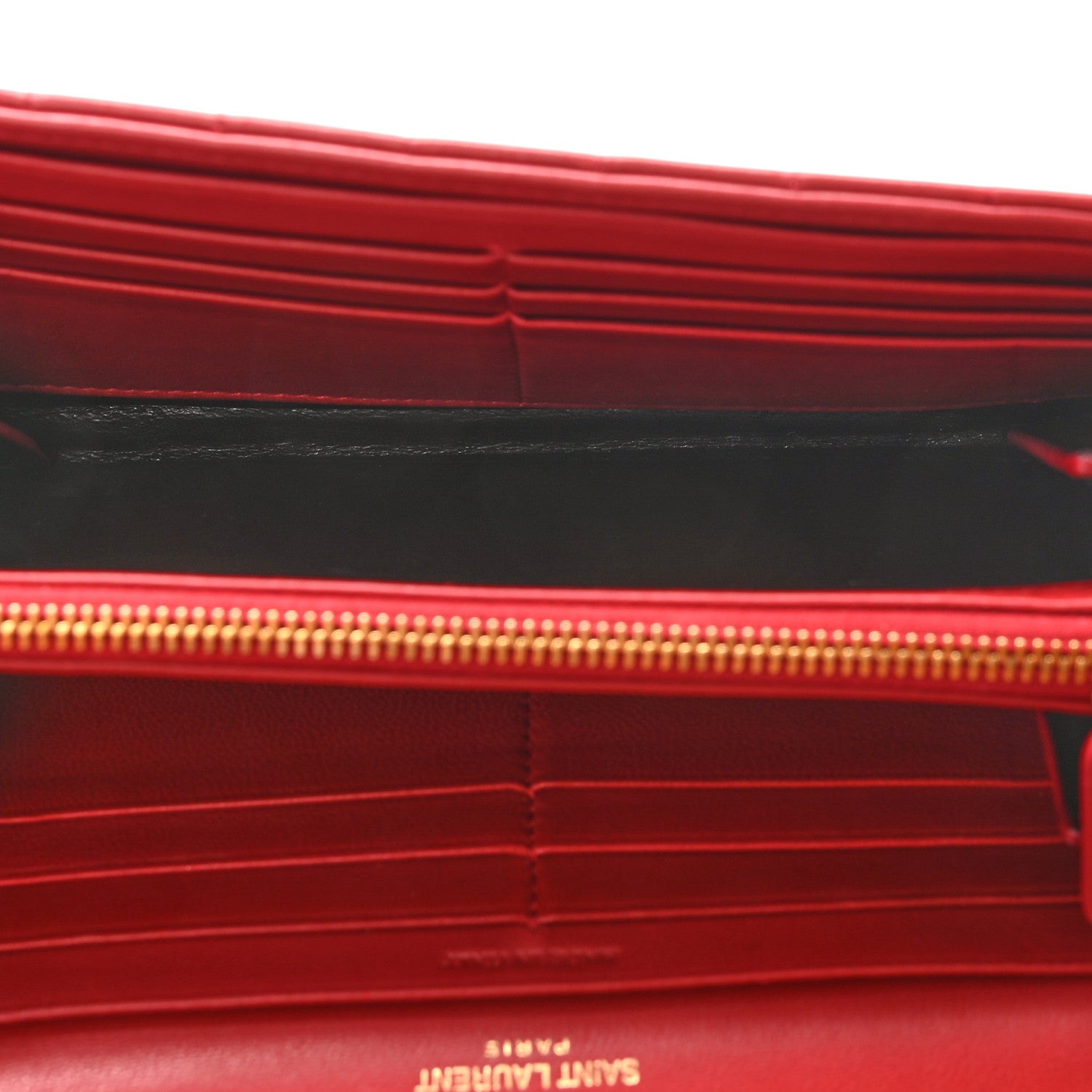 Saint Laurent Lambskin Matelasse Monogram Large Vicky Continental Wallet Rouge Eros 5 of 7