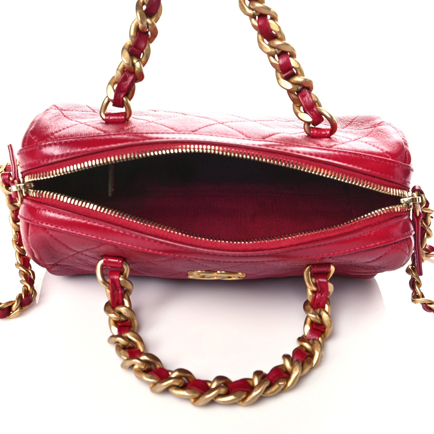 Chanel Shiny Lambskin Quilted Small Fashion Therapy Bowling Bag Dark Pink 5 of 12