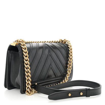 Chanel Caviar Suede Calfskin Chevron Medium Boy Flap Black 3 of 14