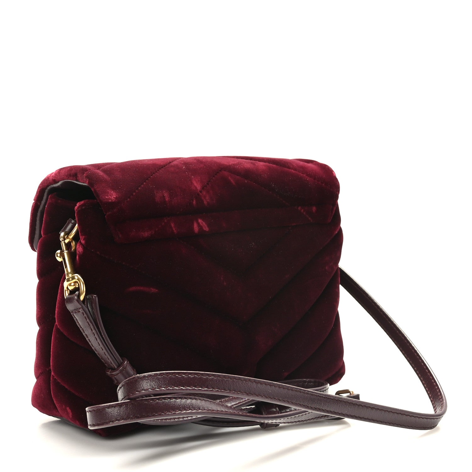 Saint Laurent Velvet Y Quilted Monogram Toy Loulou Crossbody Bag French Burgundy 2 of 10