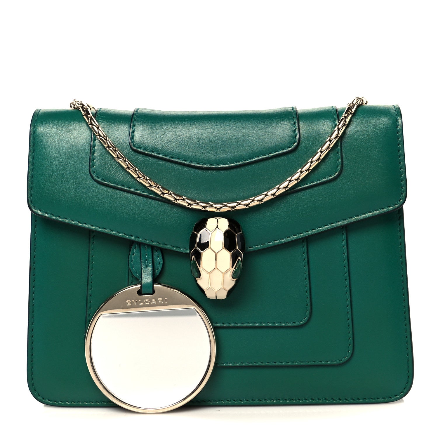 Bulgari Calfskin Small Serpenti Forever Snake Strap Crossbody Bag Emerald Green 3 of 12
