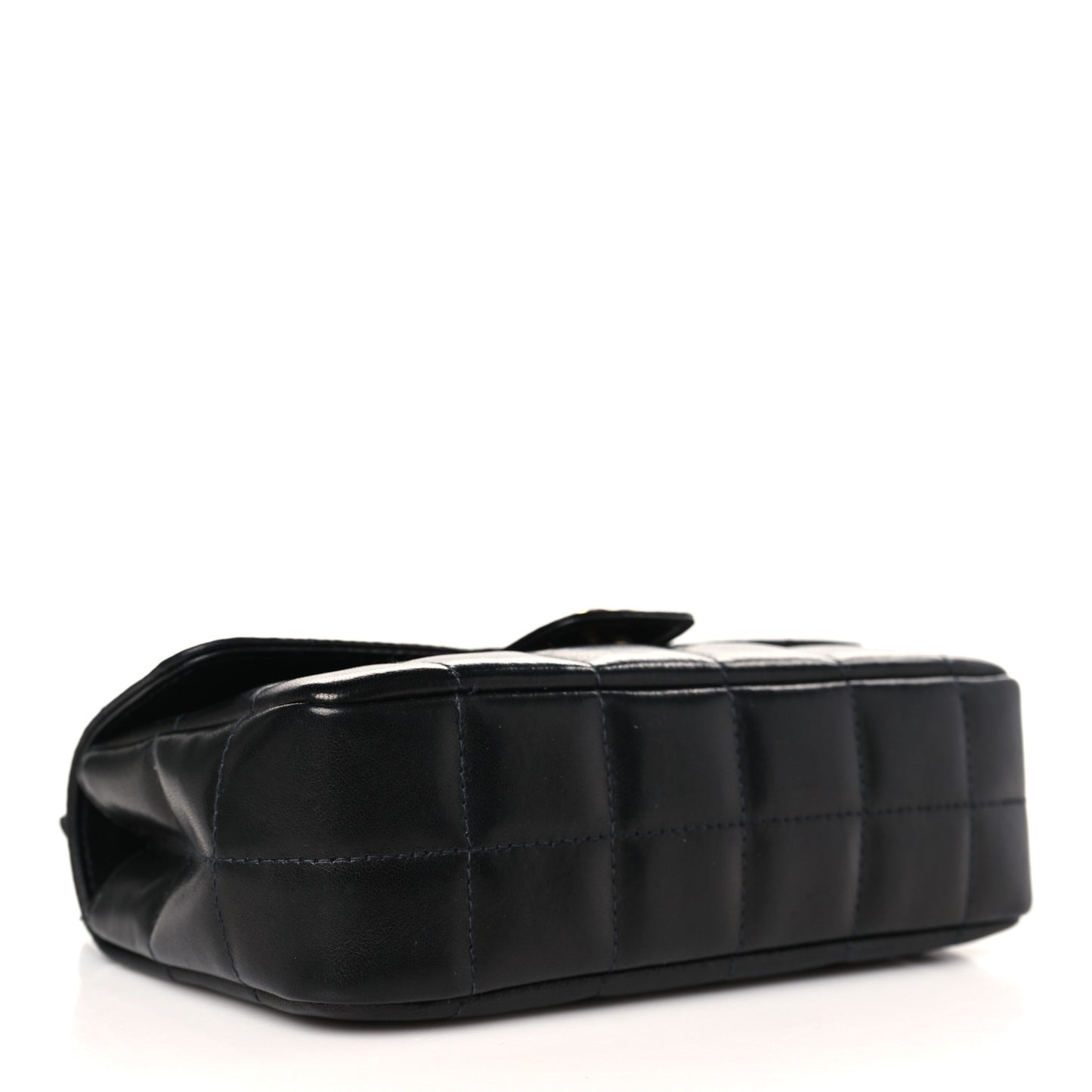 Lambskin Quilted Mini Chocolate Bar Camellia Flap Black