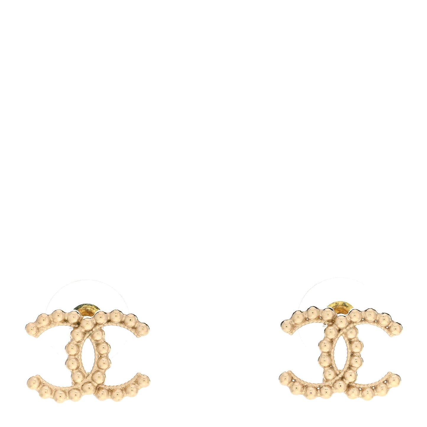 Metal Beaded CC Earrings Gold