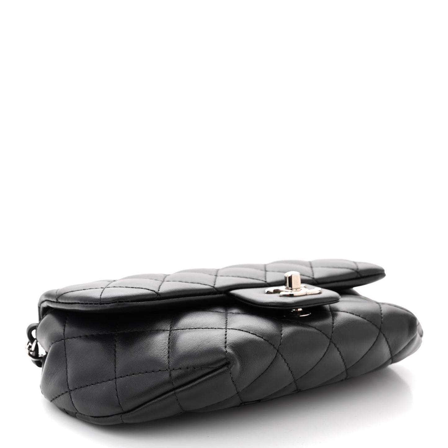 Calfskin Quilted CC Uniform Flap Belt Bag Black