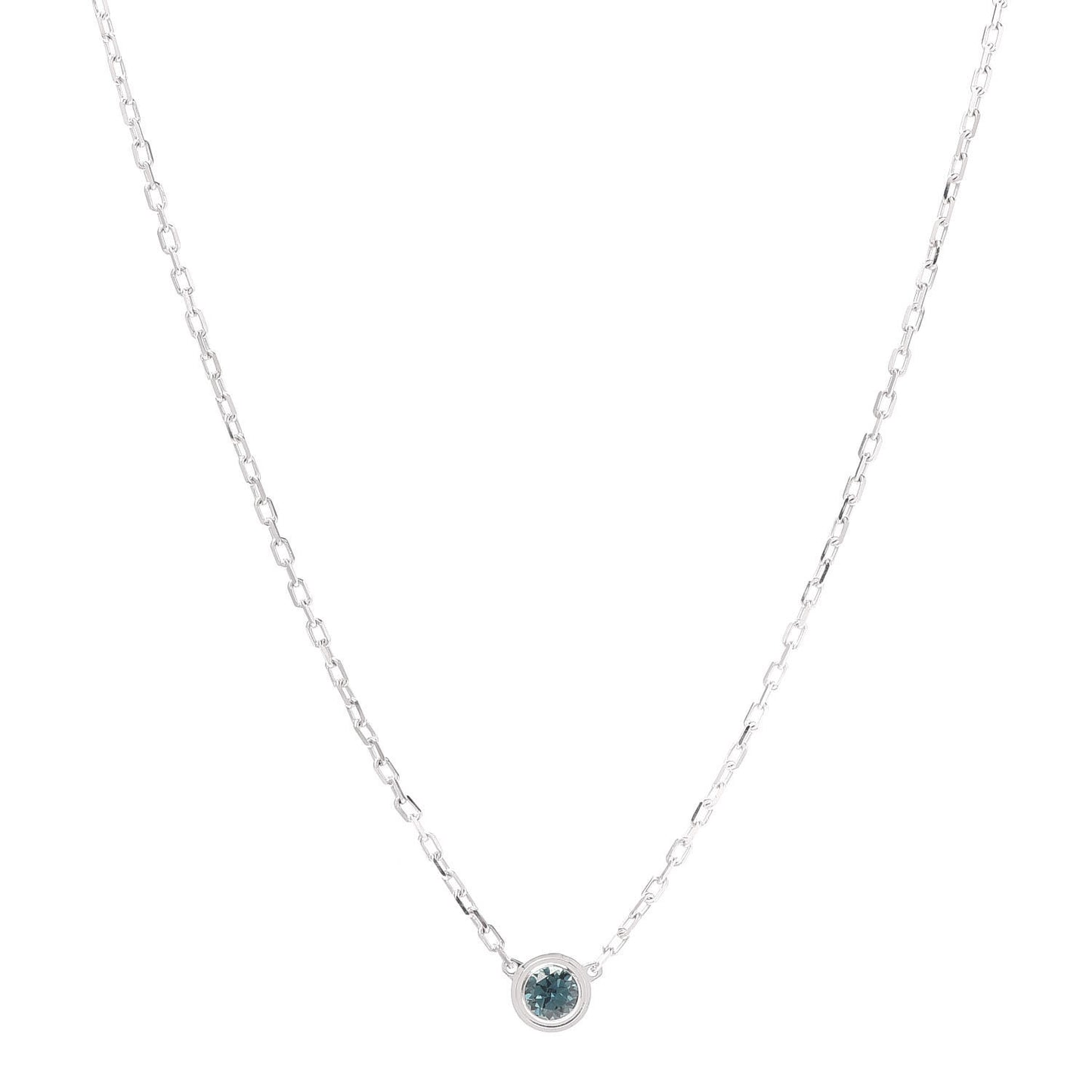 18K White Gold Sapphire Saphirs Legers de Pendant Necklace