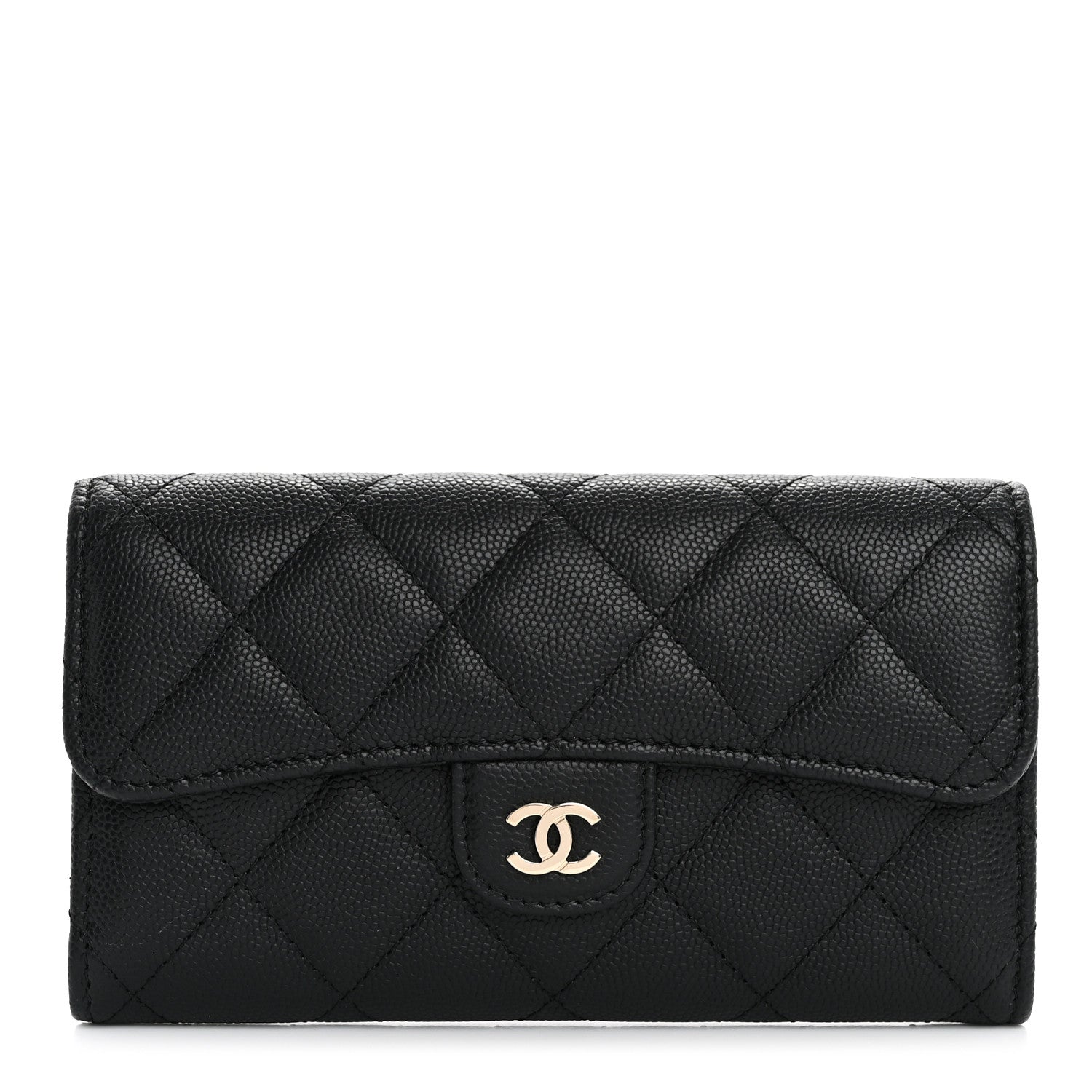 Chanel Caviar Quilted Medium Gusset Flap Wallet Black 1 of 8