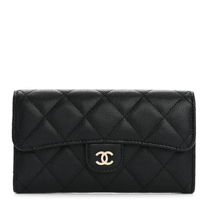 Chanel Caviar Quilted Medium Gusset Flap Wallet Black 1 of 8