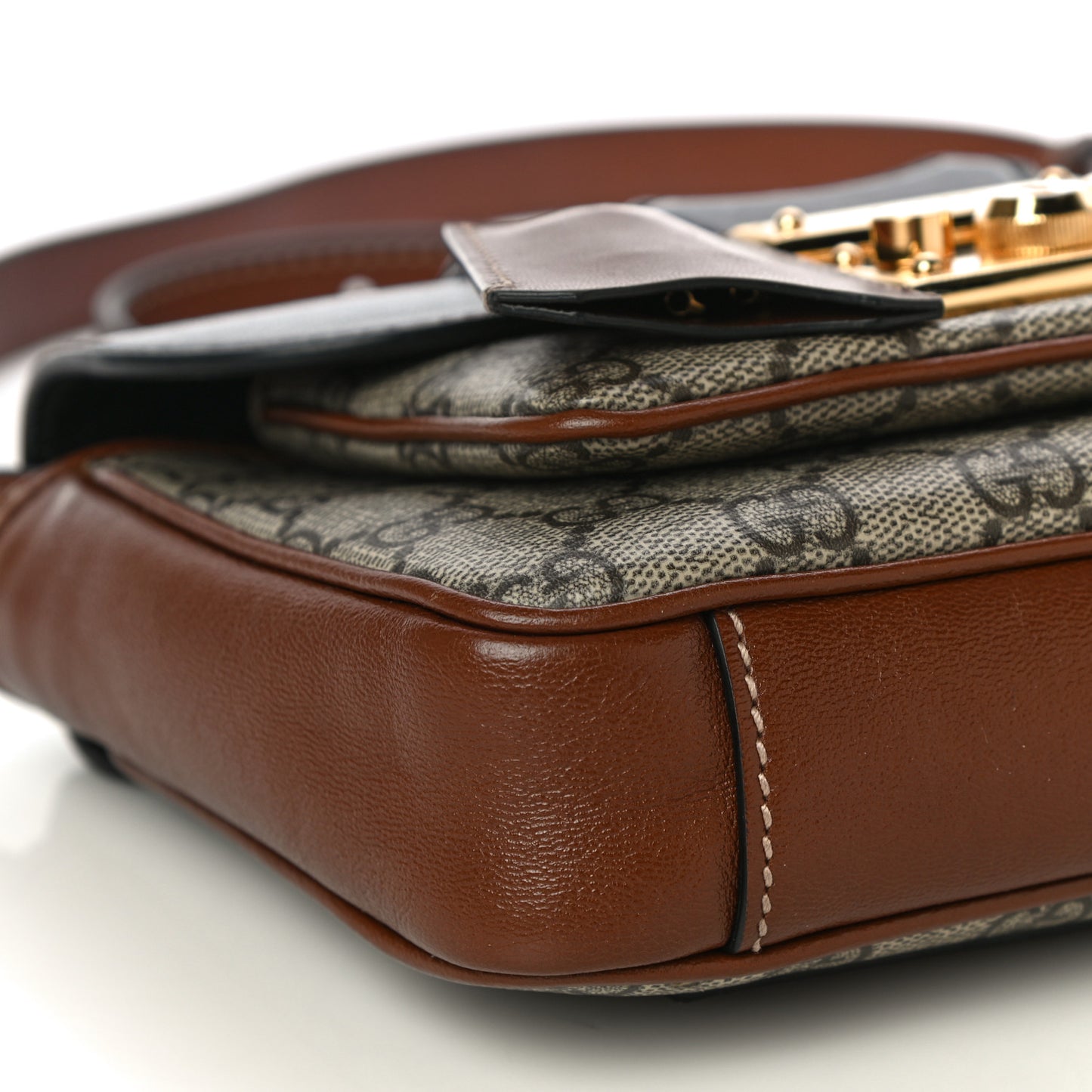 GG Supreme Monogram New Sakai Lux Calfskin Mini Padlock Flap Pocket Shoulder Bag Beige Ebony Black Cuir