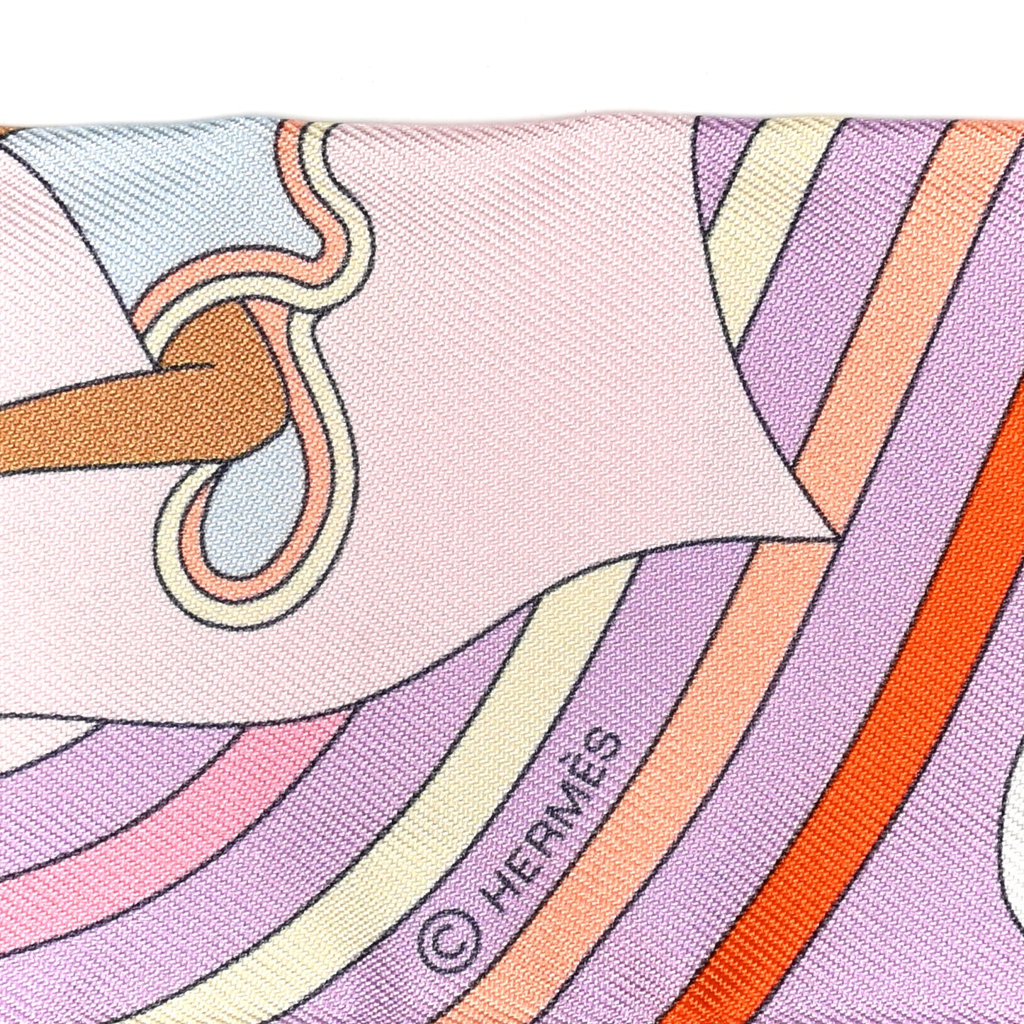 Silk Carres Volants Twilly Lilas Rose Pale Or