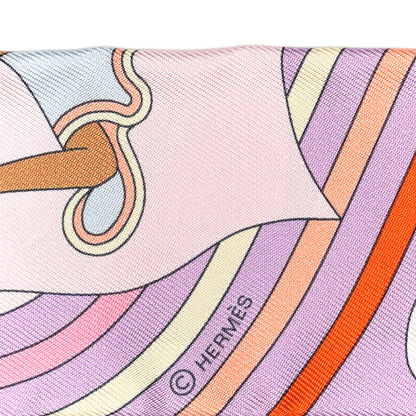 Hermes Silk Carres Volants Twilly Lilas Rose Pale Or 4 of 4