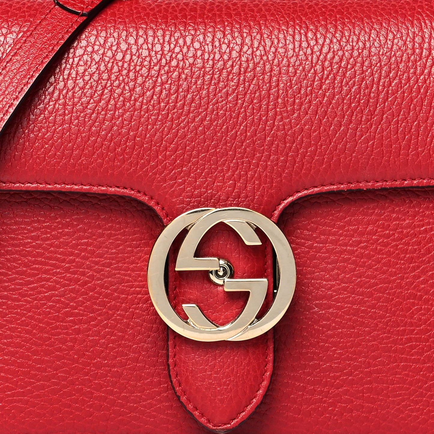 Dollar Calfskin Small Interlocking G Shoulder Bag Red