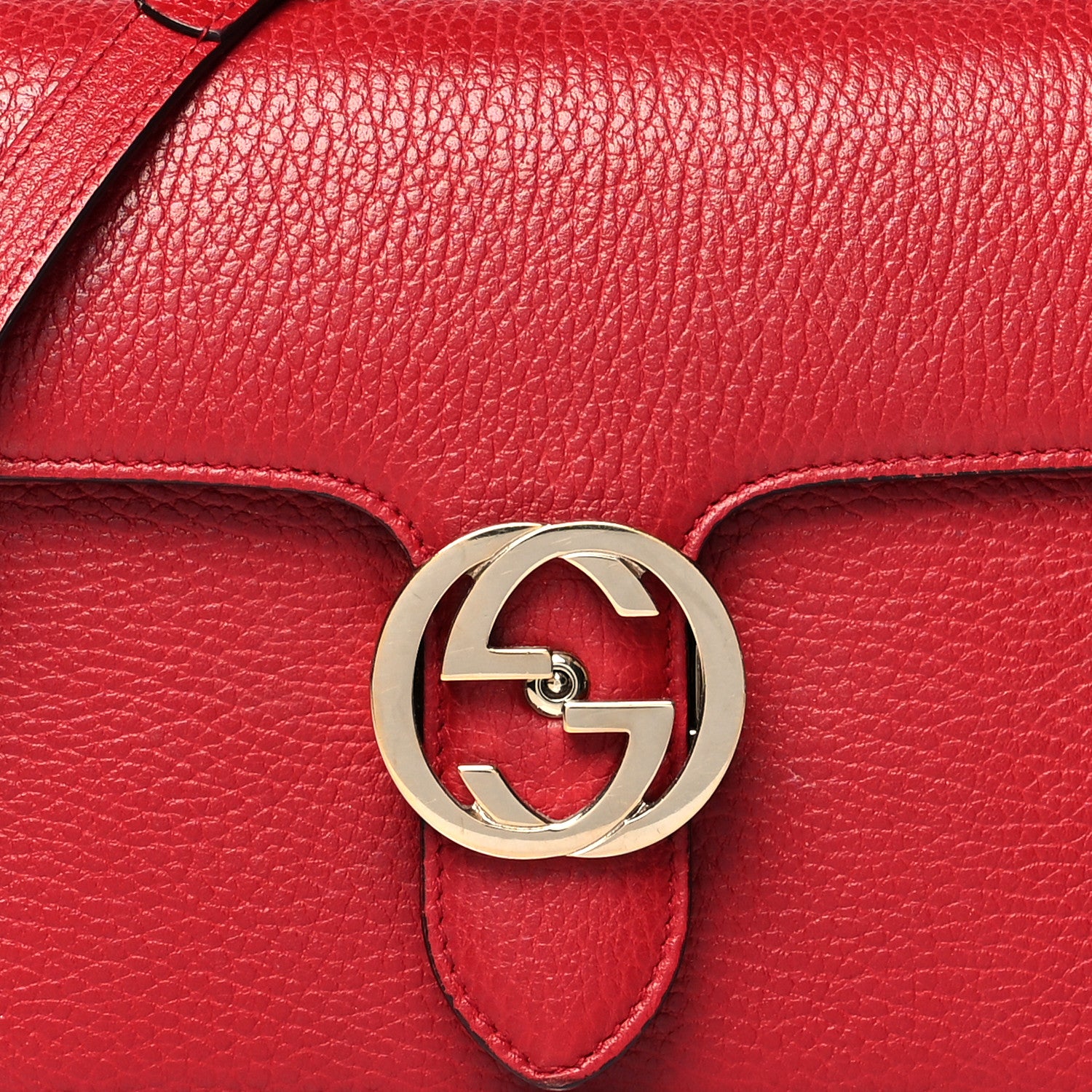 Gucci Dollar Calfskin Small Interlocking G Shoulder Bag Red 9 of 13
