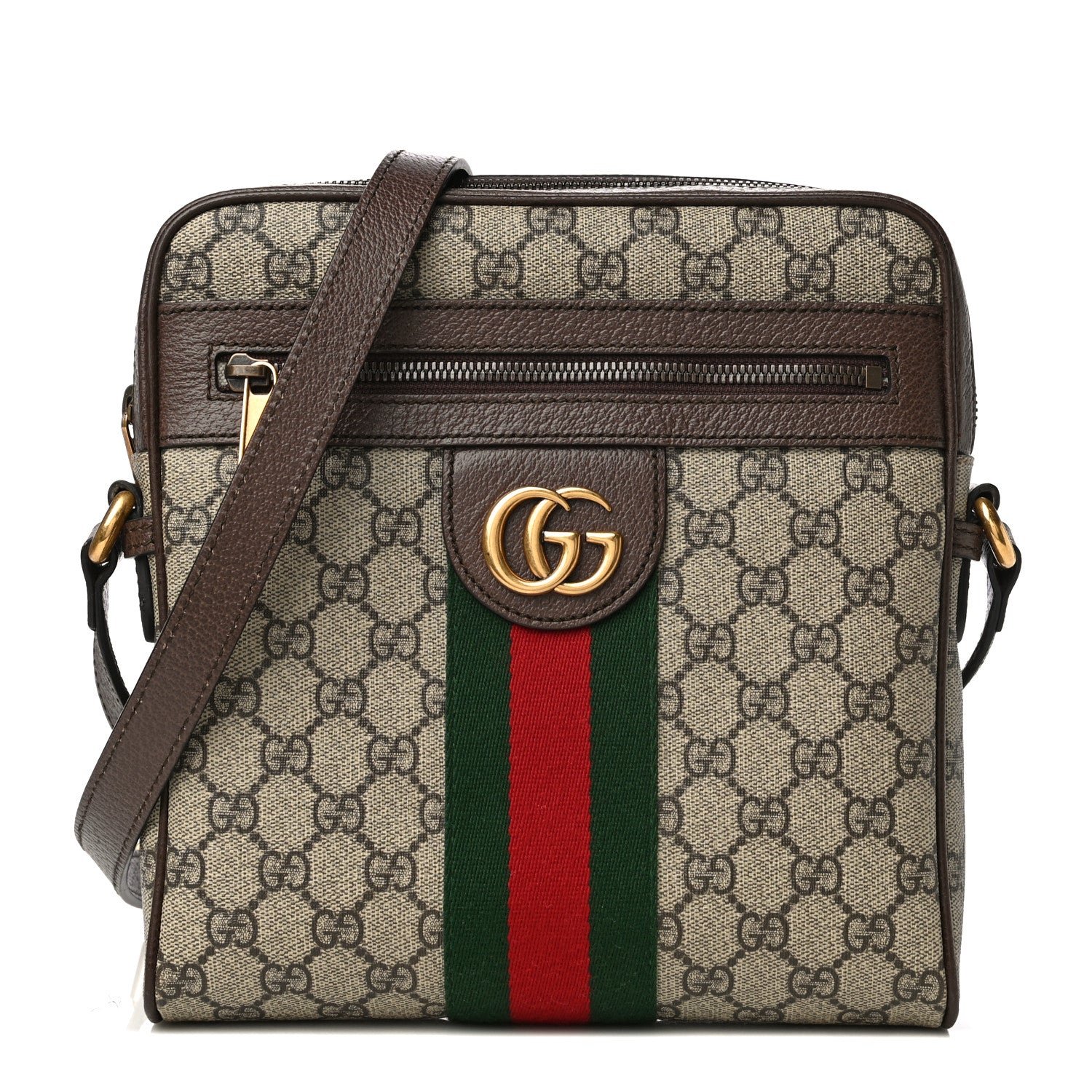 Gucci GG Supreme Monogram Web Small Ophidia Messenger Bag Brown 1 of 14