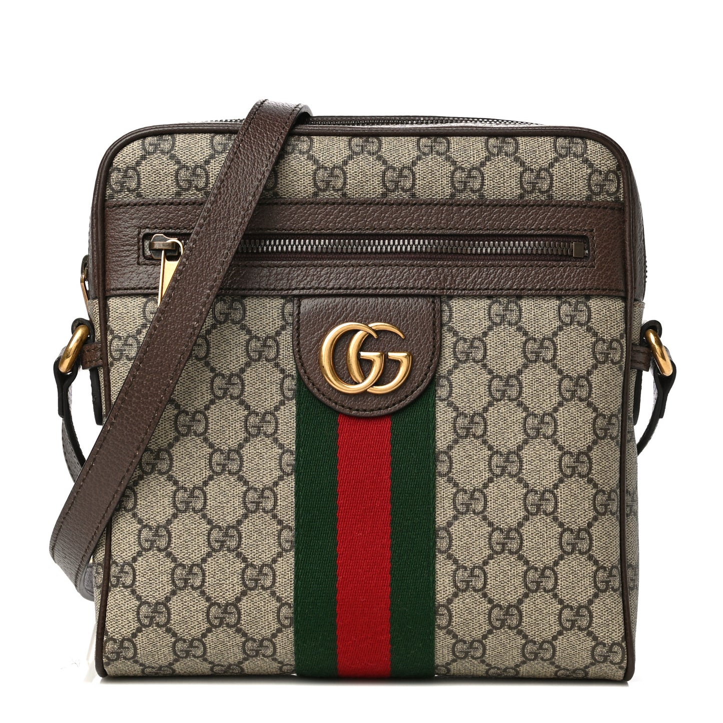 GG Supreme Monogram Web Small Ophidia Messenger Bag Brown