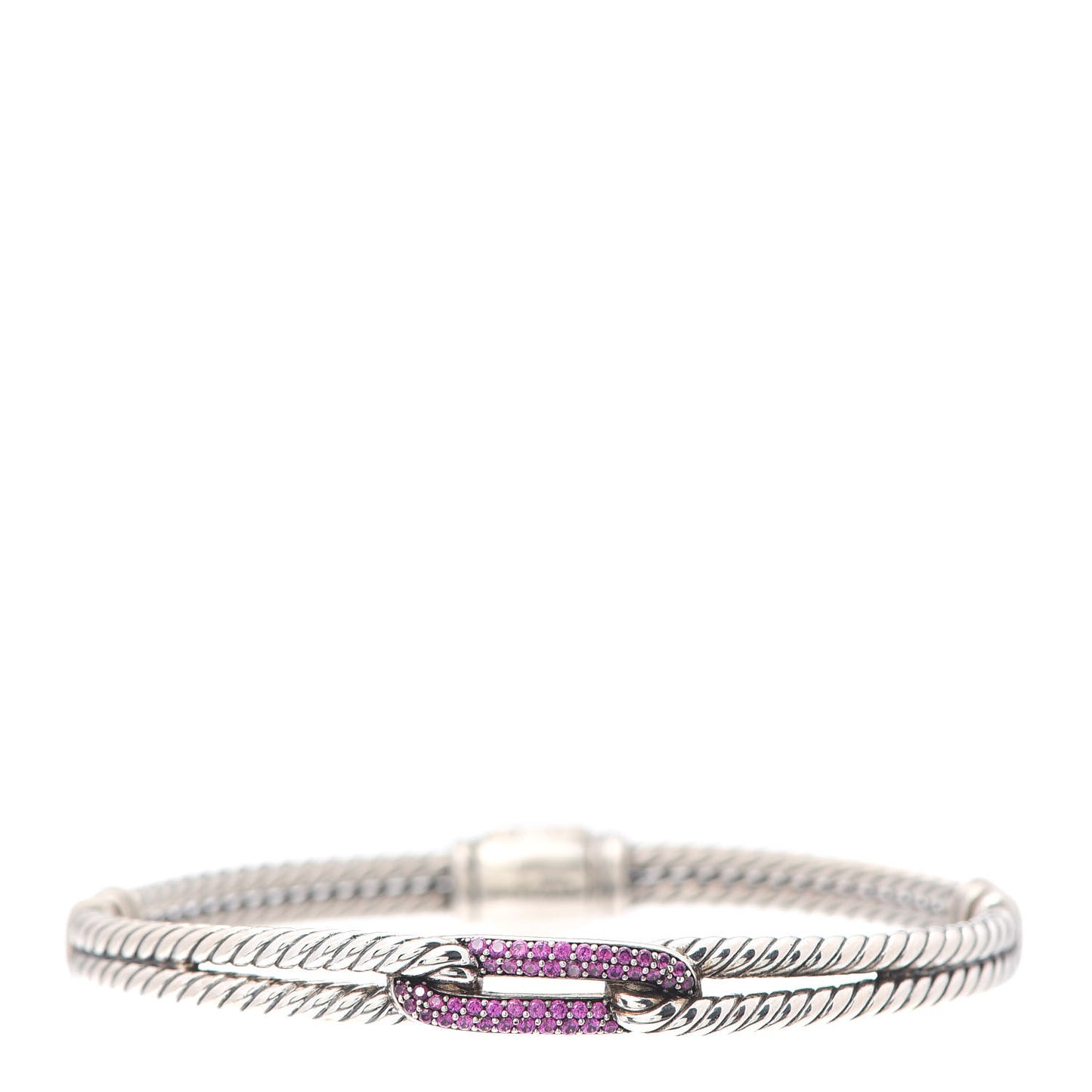 Sterling Silver Pave Pink Sapphire 7mm Mini Loop Labyrinth Bracelet